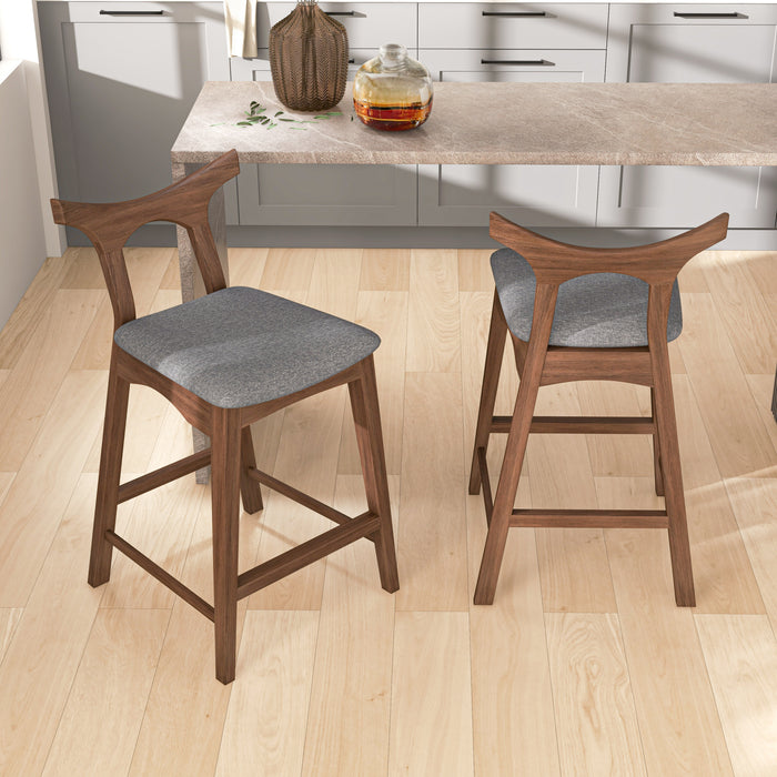 Hester Mid-Century Modern Set of Two Solid Wood Bar/Counter Chair - Ashcroft Imports Furniture