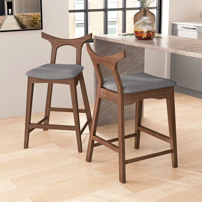 Hester Mid-Century Modern Set of Two Solid Wood Bar/Counter Chair - Ashcroft Imports Furniture