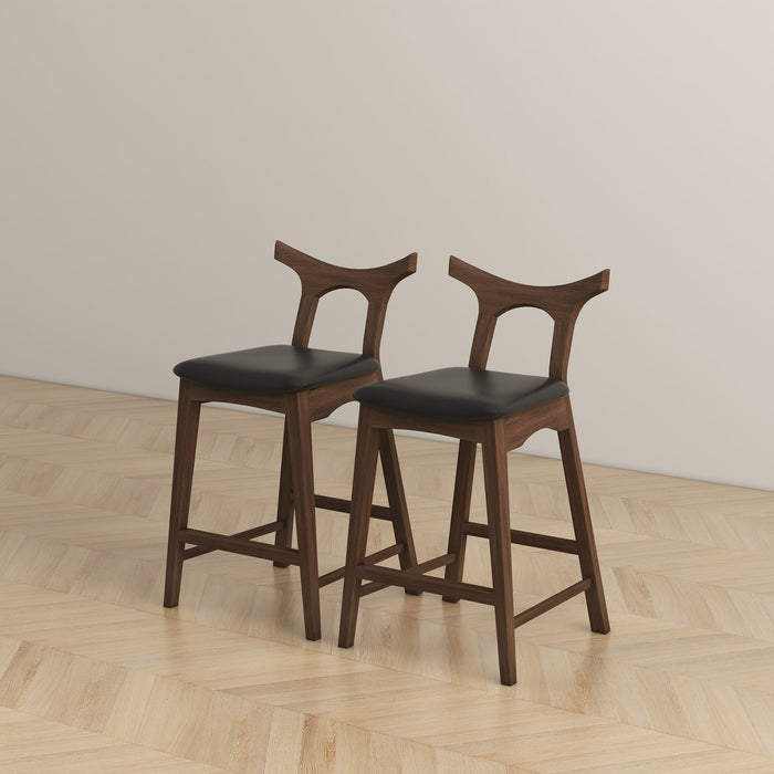 Hester Solid Wood Upholstered Square Bar Chair (Set Of 2)