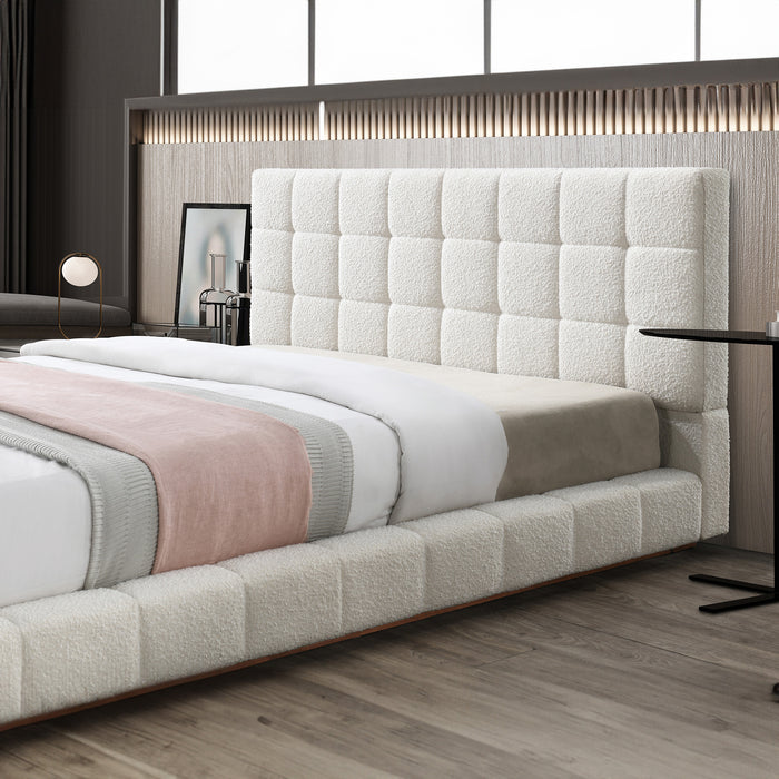 Hudson Fully Boucle Upholstered Platform Bed - Ashcroft Furniture