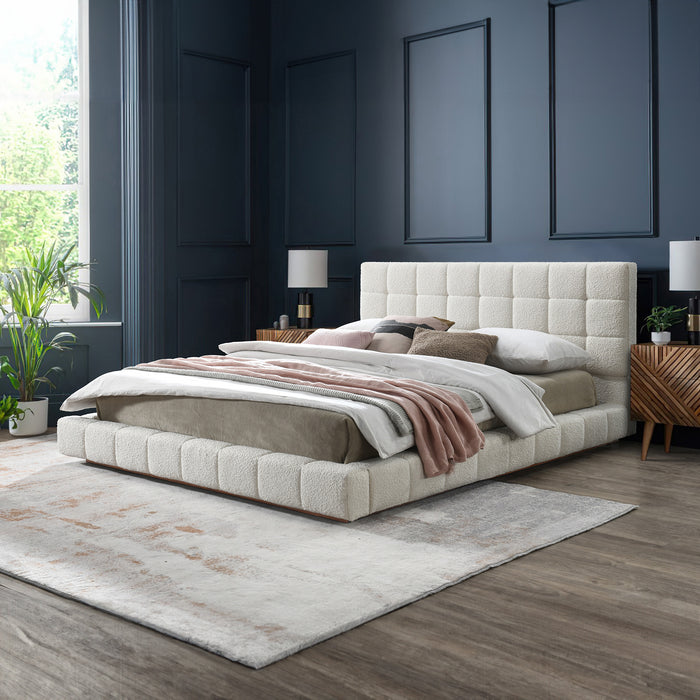 Hudson Fully Boucle Upholstered Platform Bed - Ashcroft Furniture