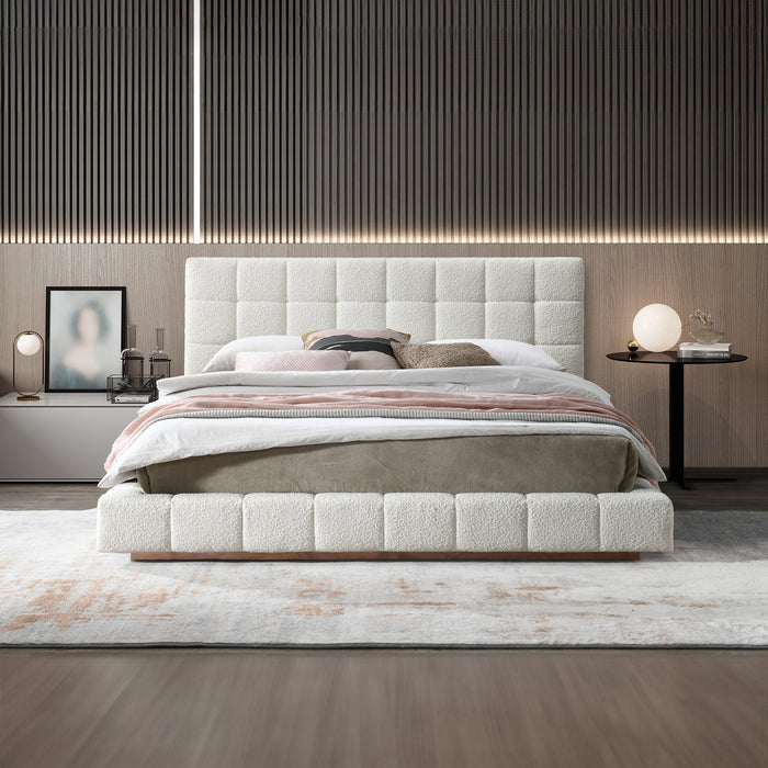 Hudson Fully Boucle Upholstered Platform Bed - Ashcroft Furniture
