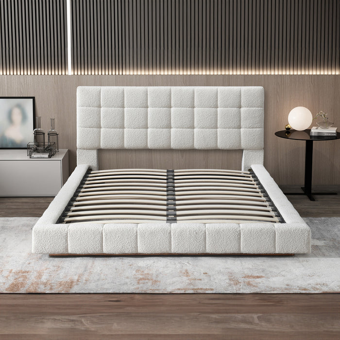 Hudson Fully Boucle Upholstered Platform Bed - Ashcroft Furniture