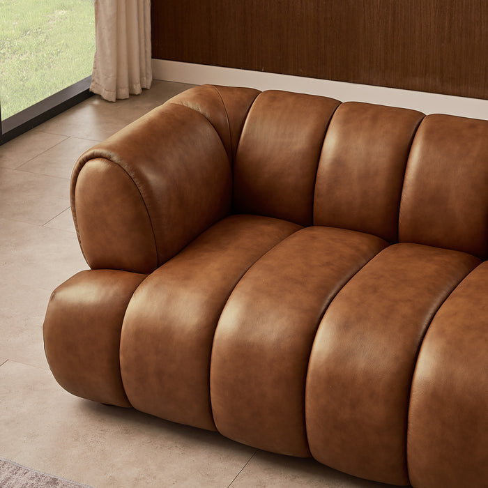 Jasmin Modern Cognac Genuine Leather Sofa - Ashcroft Furniture