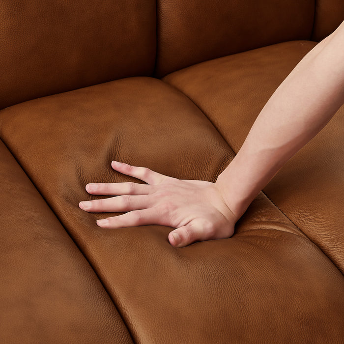 Jasmin Modern Cognac Genuine Leather Sofa - Ashcroft Furniture