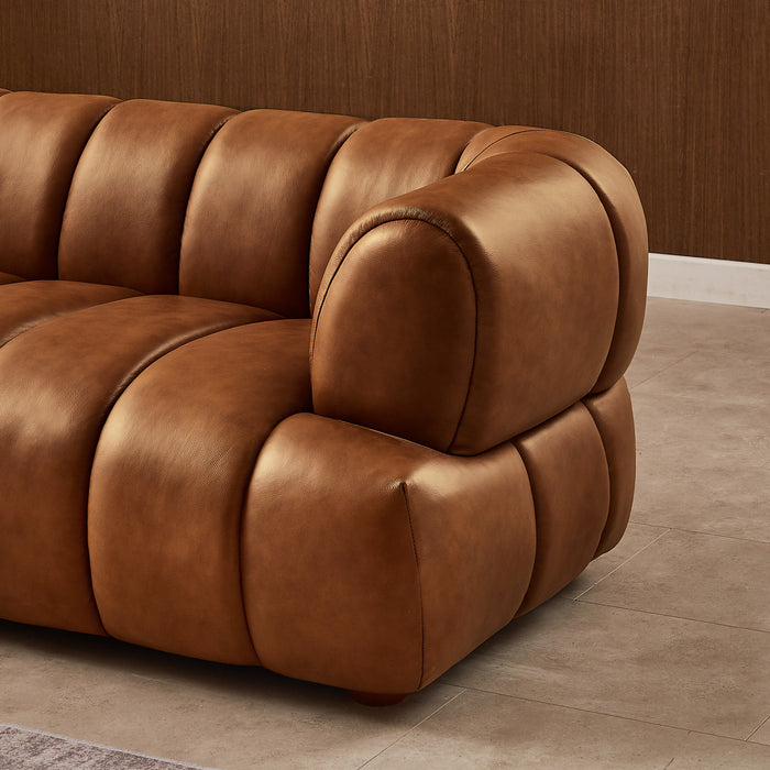 Jasmin Modern Cognac Genuine Leather Sofa - Ashcroft Furniture