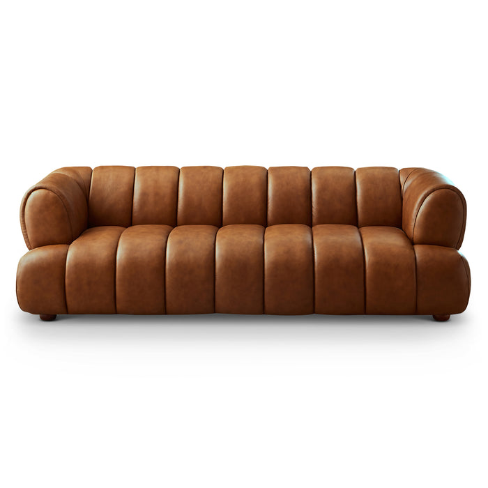 Jasmin Modern Cognac Genuine Leather Sofa - Ashcroft Furniture