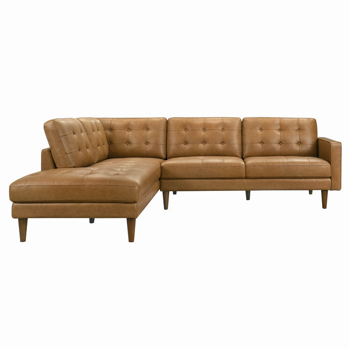 Lucco Top-Grain Leather Sectional Sofa & Chaise with Solid Wood Legs - Ashcroft Furniture