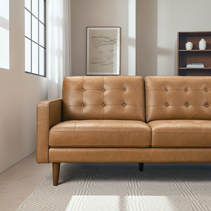 Lucco Top-Grain Leather Sectional Sofa & Chaise with Solid Wood Legs - Ashcroft Furniture