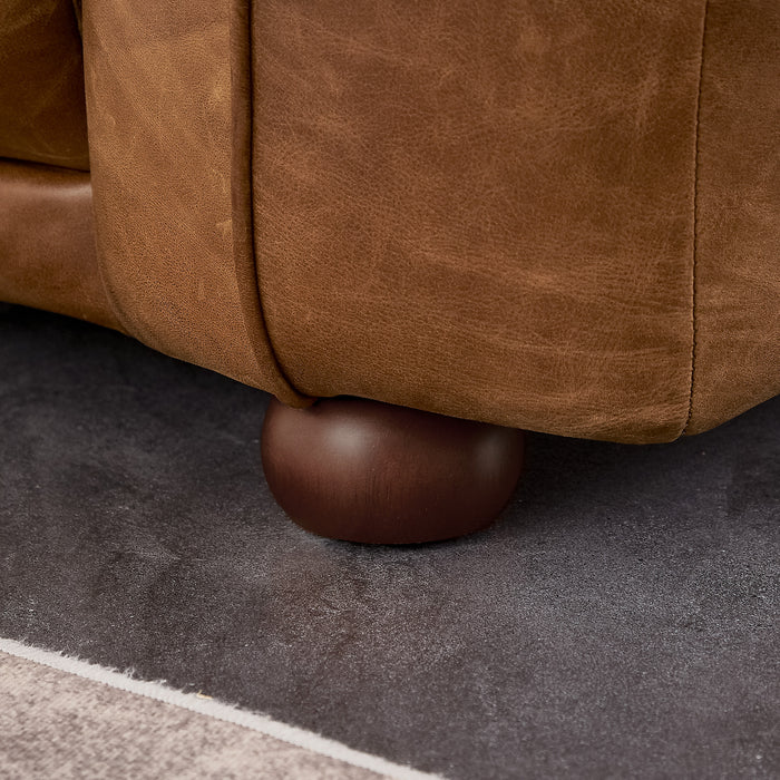 Mila Modern Brown Genuine Leather Sofa - Ashcroft Furniture
