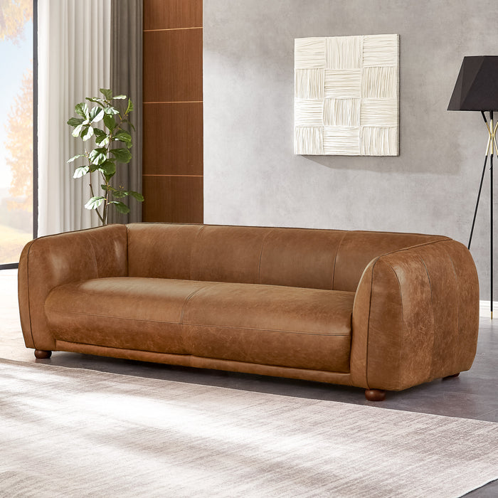 Mila Modern Brown Genuine Leather Sofa - Ashcroft Furniture