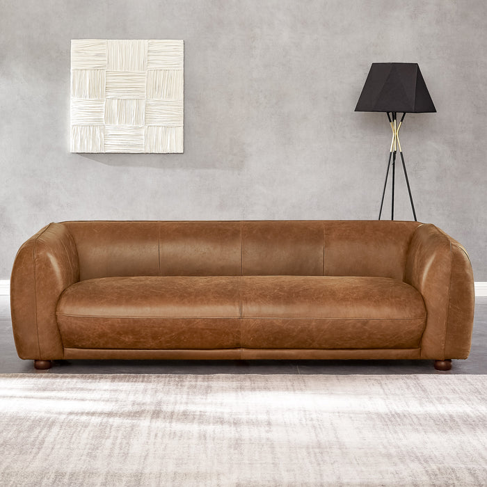 Mila Modern Brown Genuine Leather Sofa - Ashcroft Furniture