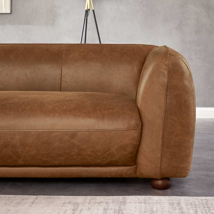 Mila Modern Brown Genuine Leather Sofa - Ashcroft Furniture