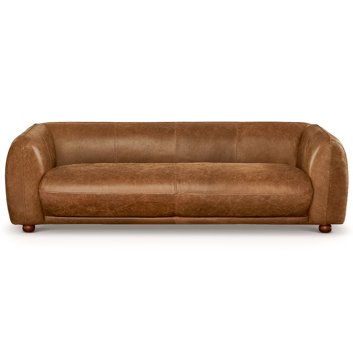 Mila Modern Brown Genuine Leather Sofa - Ashcroft Furniture