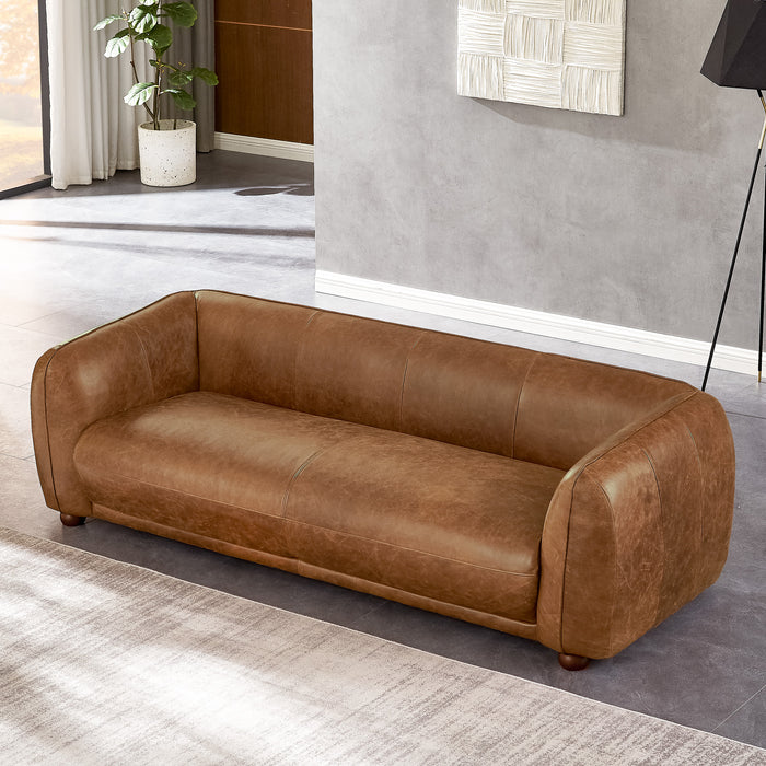 Mila Modern Brown Genuine Leather Sofa - Ashcroft Furniture