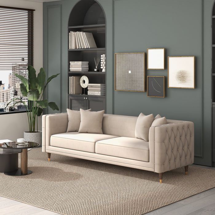 Nora 3-Seater Velvet Sofa | Minimalist Nordic Design with Solid Wood Base | Ashcroft Imports Furniture