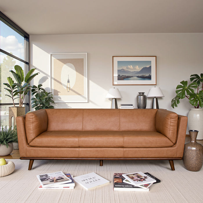 Phoenix Mid-Century Modern Sofa in Breathable Top Grain Leather - Ashcroft Furniture