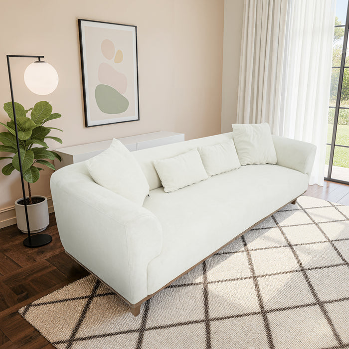 Richardson Modern Velvet Upholstered Sofa with Solid Wood Legs & Loose Pillows - Ashcroft Imports Furniture