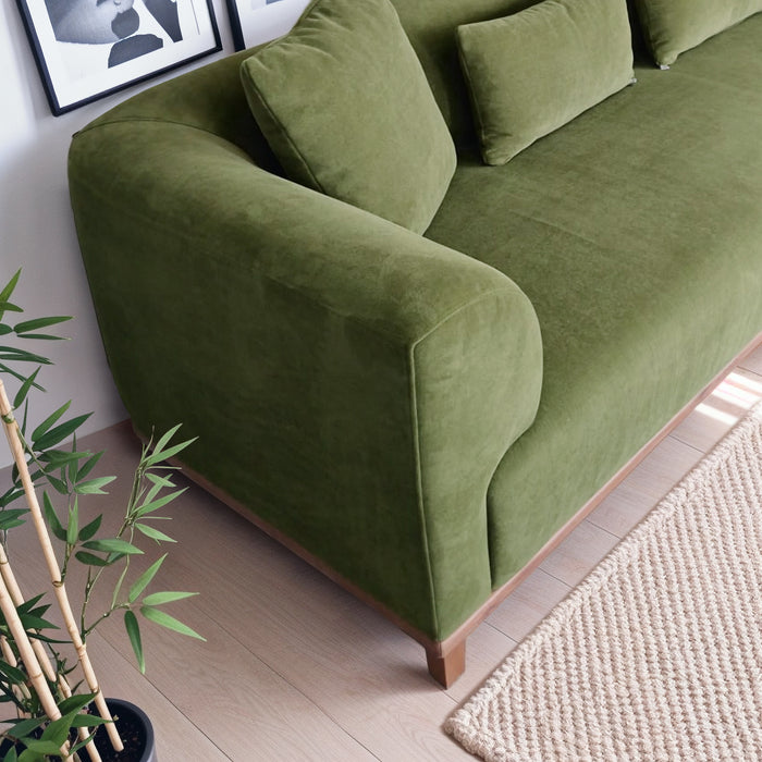 Richardson Modern Velvet Upholstered Sofa with Solid Wood Legs & Loose Pillows - Ashcroft Imports Furniture