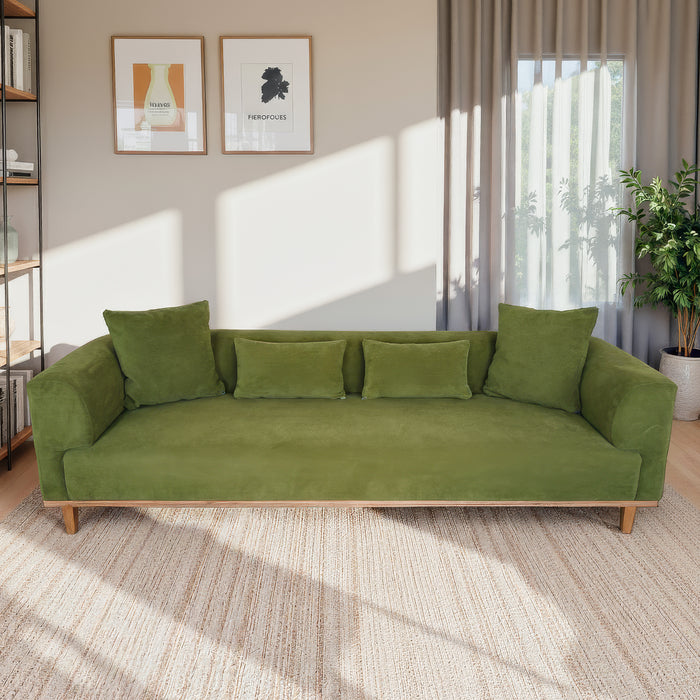 Richardson Modern Velvet Upholstered Sofa with Solid Wood Legs & Loose Pillows - Ashcroft Imports Furniture