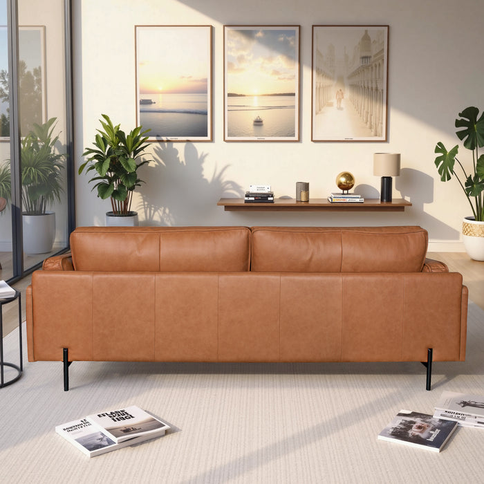 Utica Premium Leather Living Room Sofa with Metal Legs & Sustainable Materials - Ashcroft Furniture