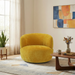 Thornton Chenille Upholstered Swivel Barrel Chair with Foam-Padded Support | Ashcroft Imports Furniture
