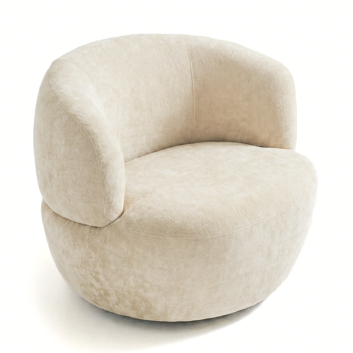 Thornton Chenille Upholstered Swivel Barrel Chair with Foam-Padded Support | Ashcroft Imports Furniture