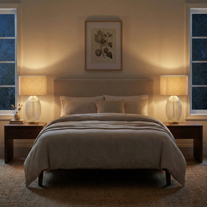 Aurora Ribbed Glass Table Lamp | Clear Fluted Body & Golden Brass Accents | Ashcroft Imports Furniture