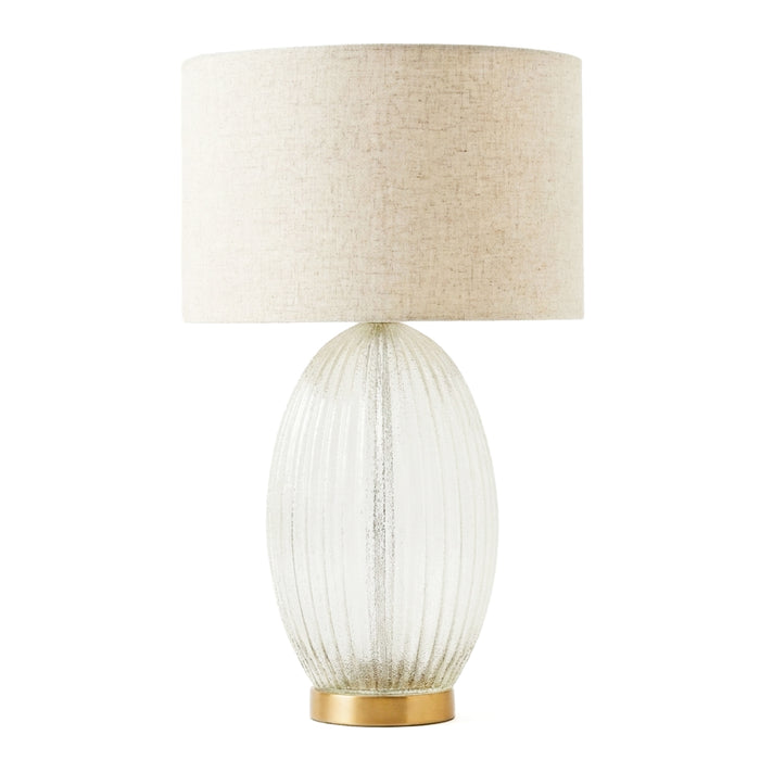 Aurora Ribbed Glass Table Lamp | Clear Fluted Body & Golden Brass Accents | Ashcroft Imports Furniture