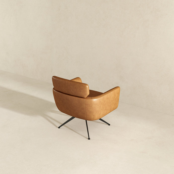 Camila Mid-Century Modern Swivel Armchair | Genuine Leather &amp; Qubic Design | Ashcroft Imports Furniture