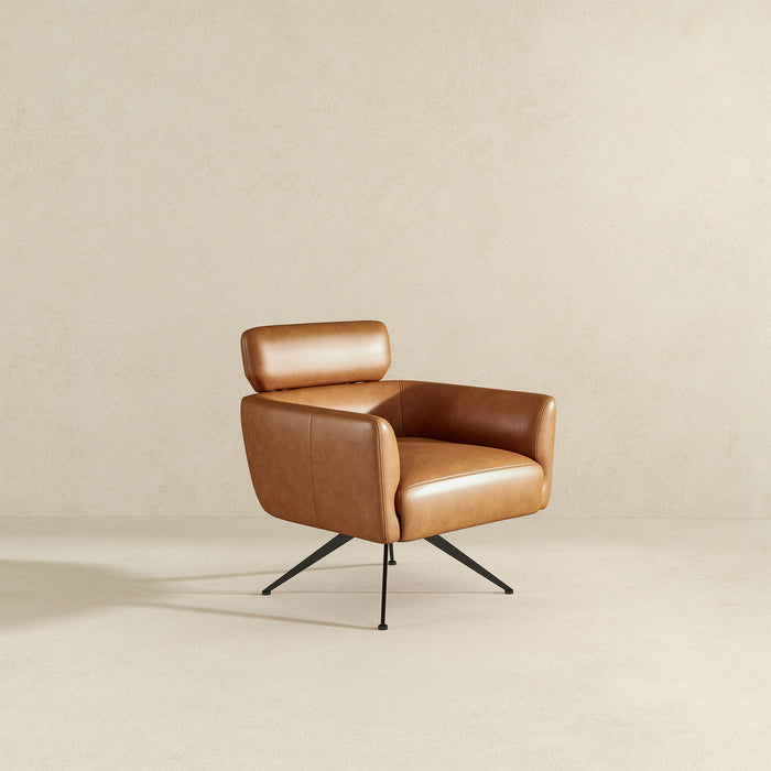 Camila Mid-Century Modern Swivel Armchair | Genuine Leather &amp; Qubic Design | Ashcroft Imports Furniture