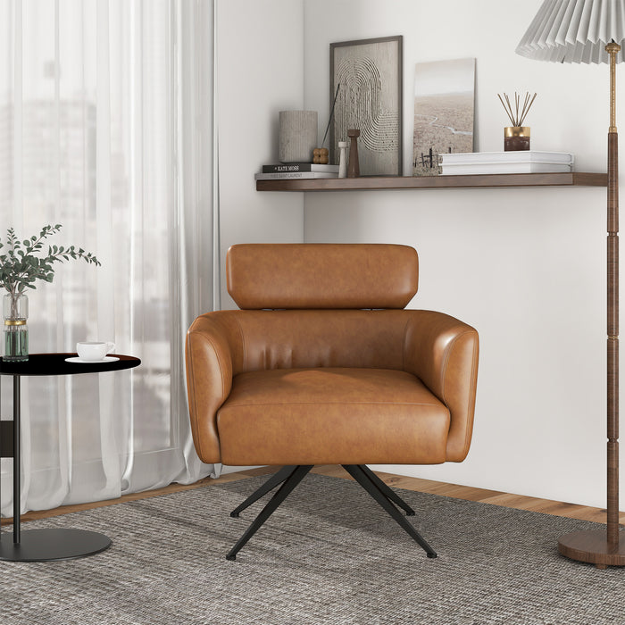 Camila Mid-Century Modern Swivel Armchair | Genuine Leather &amp; Qubic Design | Ashcroft Imports Furniture