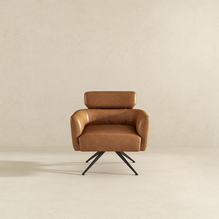 Camila Mid-Century Modern Swivel Armchair | Genuine Leather &amp; Qubic Design | Ashcroft Imports Furniture
