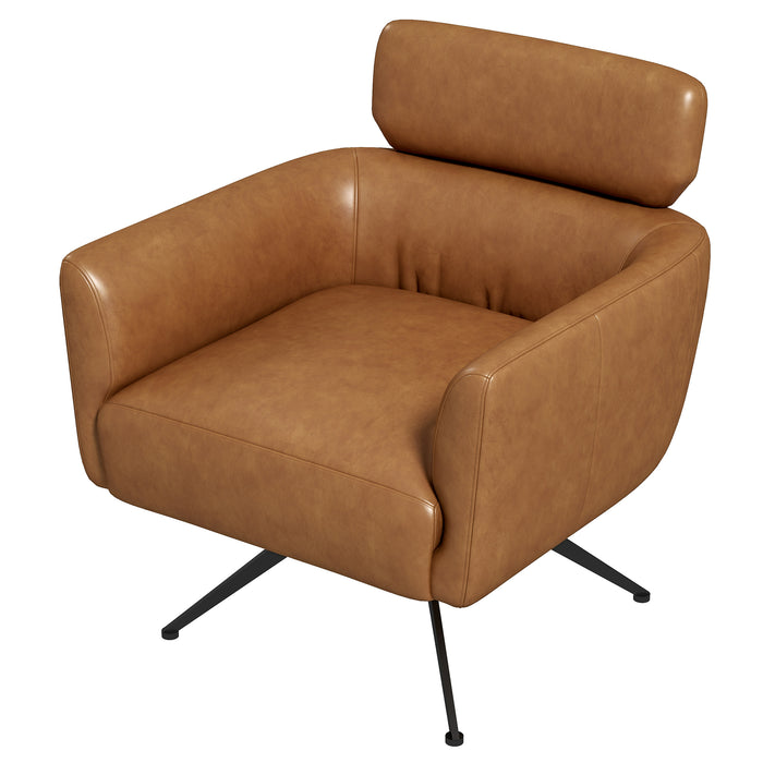 Camila Mid-Century Modern Swivel Armchair | Genuine Leather &amp; Qubic Design | Ashcroft Imports Furniture