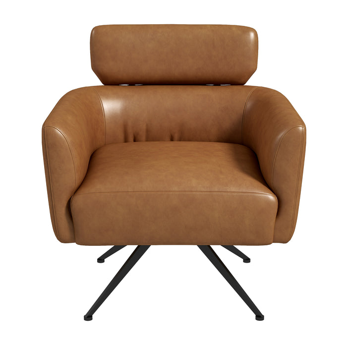 Camila Mid-Century Modern Swivel Armchair | Genuine Leather &amp; Qubic Design | Ashcroft Imports Furniture