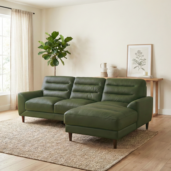 Clarion 3-Seater Genuine Leather Sectional Sofa with Right-Facing Chaise | Ashcroft Imports Furniture