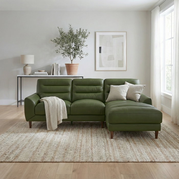 Clarion 3-Seater Genuine Leather Sectional Sofa with Right-Facing Chaise | Ashcroft Imports Furniture