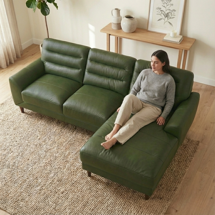 Clarion 3-Seater Genuine Leather Sectional Sofa with Right-Facing Chaise | Ashcroft Imports Furniture