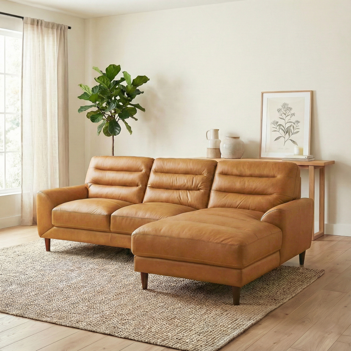 Clarion 3-Seater Genuine Leather Sectional Sofa with Right-Facing Chaise | Ashcroft Imports Furniture
