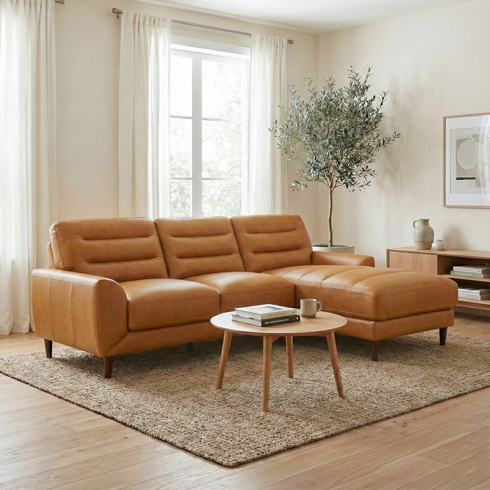 Clarion 3-Seater Genuine Leather Sectional Sofa with Right-Facing Chaise | Ashcroft Imports Furniture
