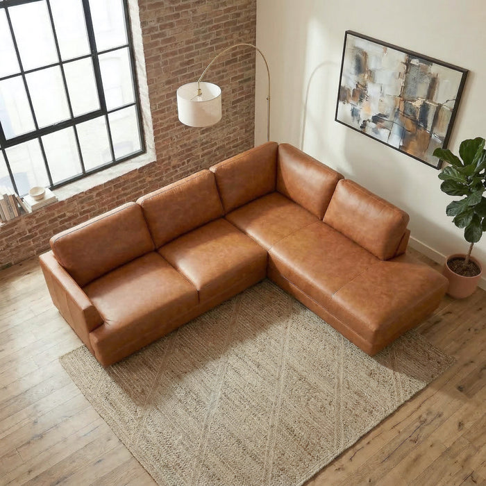 Glander Modern Sectional | Top-Grain Leather & Pocket Spring Support | Ashcroft Imports Furniture