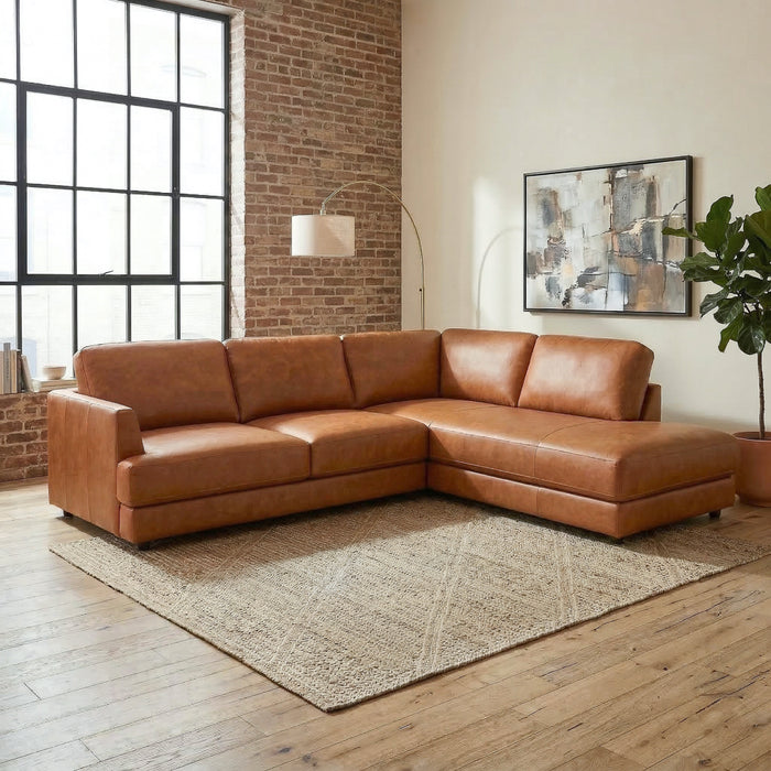 Glander Modern Sectional | Top-Grain Leather & Pocket Spring Support | Ashcroft Imports Furniture