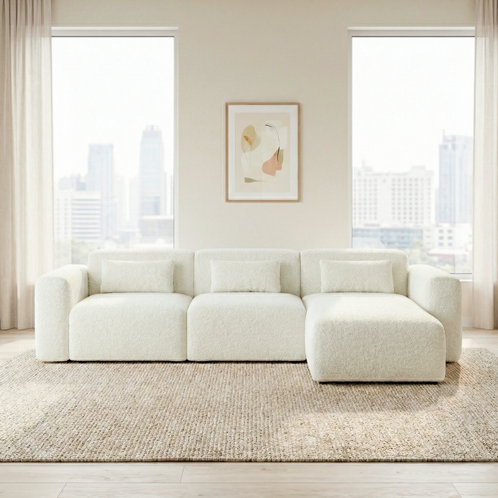 Haledon Family-Size Boucle Sectional with Chaise & Easy Clean | Ashcroft Imports Furniture