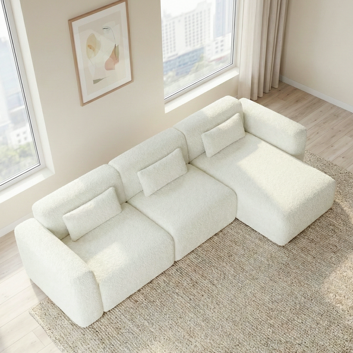 Haledon Family-Size Boucle Sectional with Chaise & Easy Clean | Ashcroft Imports Furniture