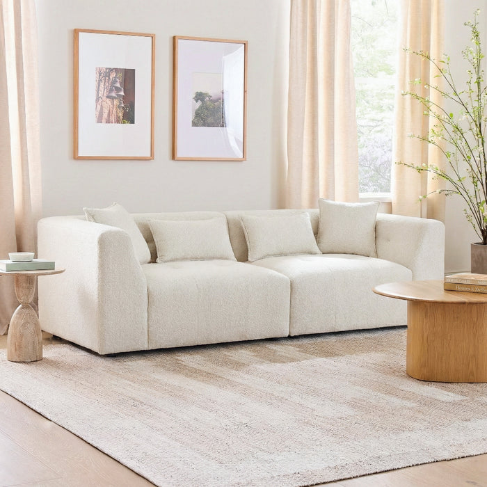 Jefferson Modern Beige Chenille Tuxedo Sofa with Biscuit Tufting | Ashcroft Imports Furniture