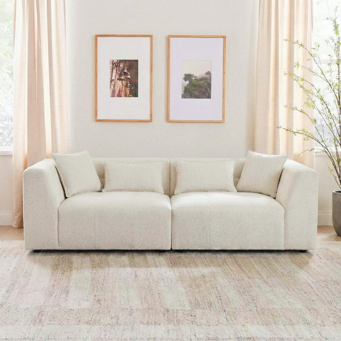 Jefferson Modern Beige Chenille Tuxedo Sofa with Biscuit Tufting | Ashcroft Imports Furniture