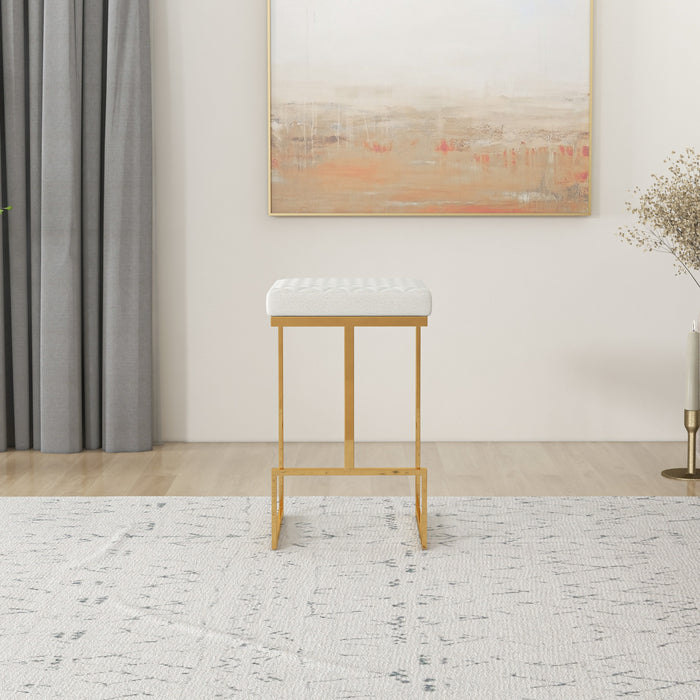 Joel Modern Boucle Counter Stool | Textured Fabric with Gold Legs - Ashcroft Imports Furniture