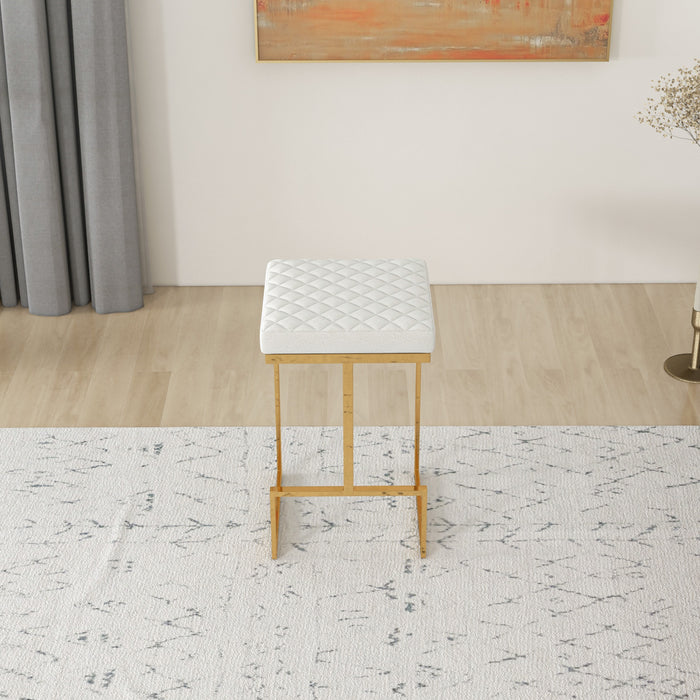Joel Modern Boucle Counter Stool | Textured Fabric with Gold Legs - Ashcroft Imports Furniture