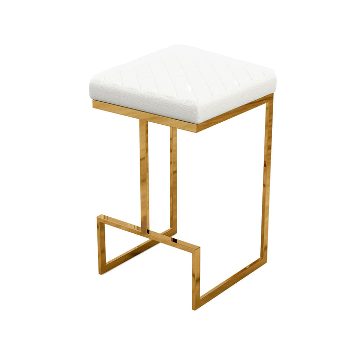 Joel Modern Boucle Counter Stool | Textured Fabric with Gold Legs - Ashcroft Imports Furniture