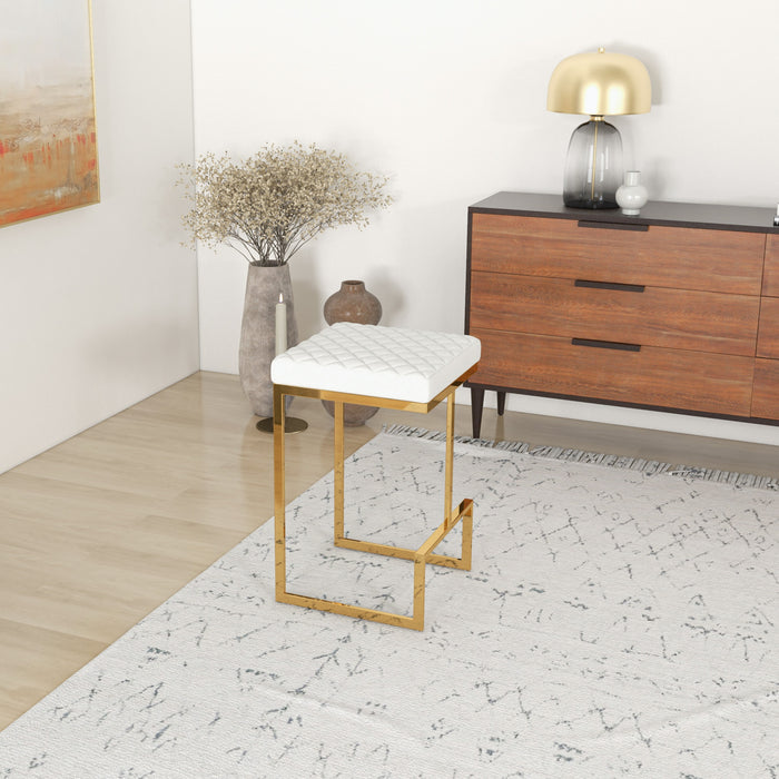 Joel Modern Boucle Counter Stool | Textured Fabric with Gold Legs - Ashcroft Imports Furniture